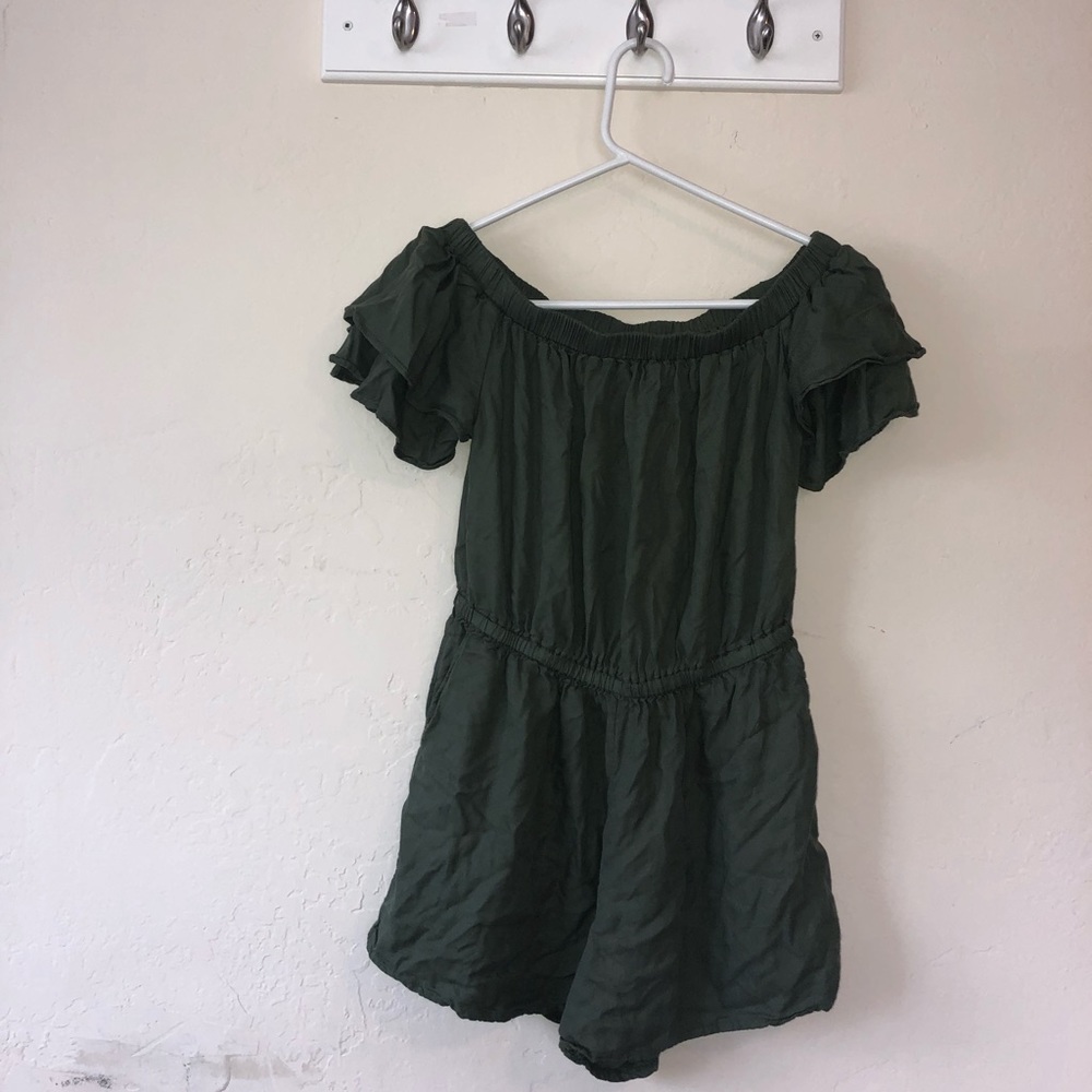 OLD NAVY army green ruffle romper